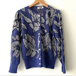 Tokyo New Mode Flower Print Knitwear Sweater cardigan size S/M
